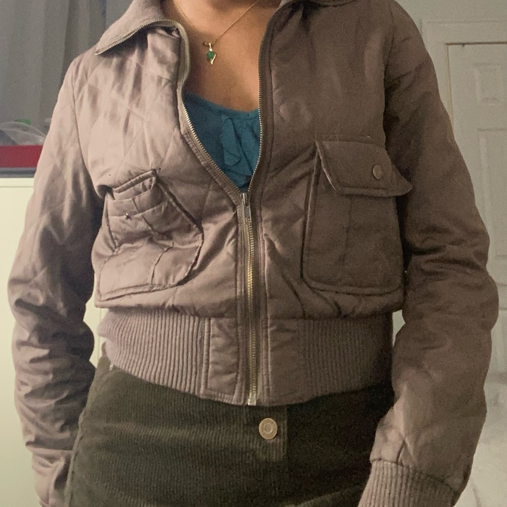 Navy green cropped jacket